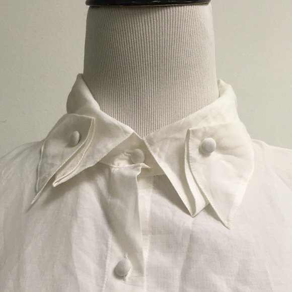 TRELISE COOPER Tops - Trelise Cooper white sheer gauze cotton shirt M L